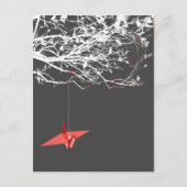 Informatie over hangende origamipaper cranes Asian Informatiekaartje (Achterkant)