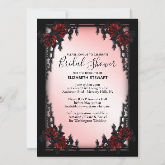 Informatie over het Gothic Bridal Shower-register Kaart (Voorkant)