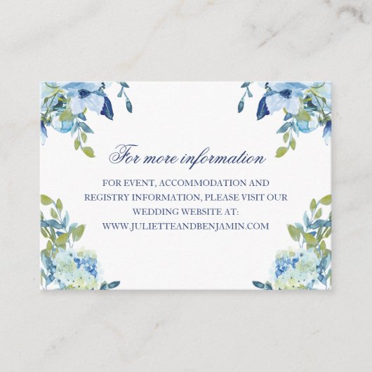 Informatie over Juliette Dusty Blue Floral Wedding Informatiekaartje (Voorkant)