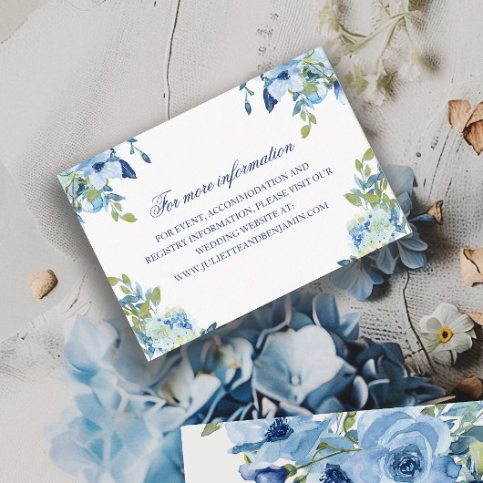 Informatie over Juliette Dusty Blue Floral Wedding Informatiekaartje