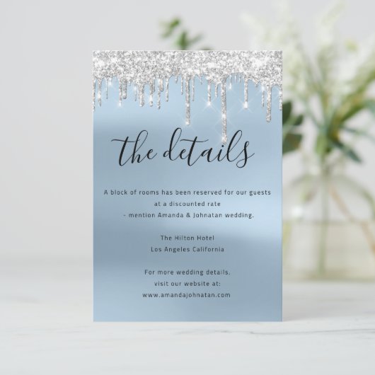 Informatie over Kaart bruiloft: blauw (Staand voorkant)