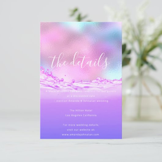 Informatie over Kaart bruiloft Details Pastels (Staand voorkant)