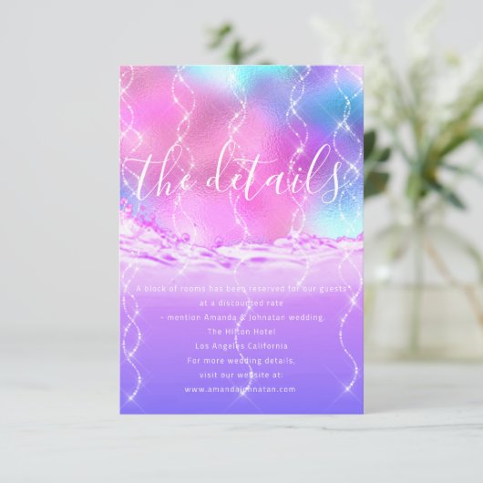 Informatie over Kaart bruiloft Details Pastels (Staand voorkant)