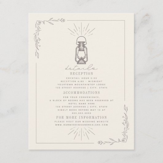 Informatie over  Lantaarn Amethyst bruiloft Informatiekaartje (Voorkant)