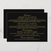 Informatie over legant Black and Gold Wedding Informatiekaartje (Voorkant / Achterkant)
