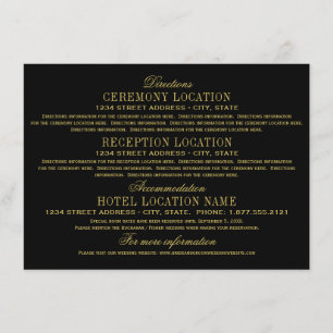 Informatie over legant Black and Gold Wedding Informatiekaartje