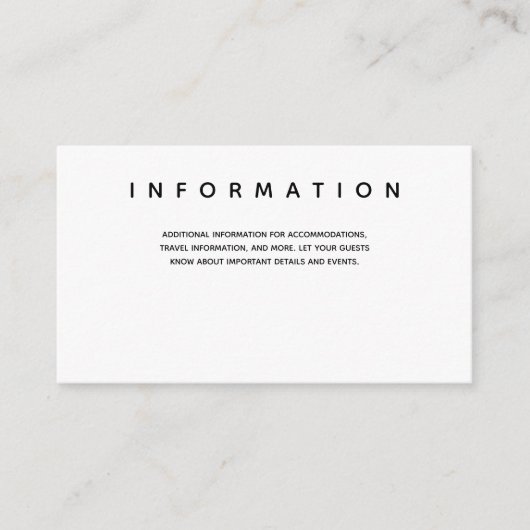 Informatie over Micro Wedding Black White Informatiekaartje (Voorkant)