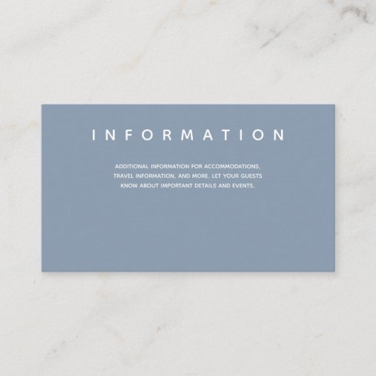 Informatie over Micro Wedding Blue White Informatiekaartje (Voorkant)