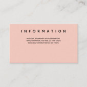 Informatie over Micro Wedding Pink Black Typograph Informatiekaartje (Voorkant)