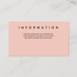 Informatie over Micro Wedding Pink Black Typograph Informatiekaartje