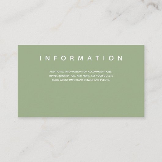 Informatie over Micro Wedding Sage Typografie Informatiekaartje (Voorkant)