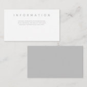 Informatie over Micro Wedding White Gray Typograph Informatiekaartje (Voorkant / Achterkant)