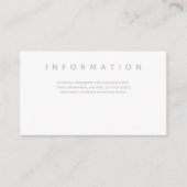 Informatie over Micro Wedding White Gray Typograph Informatiekaartje (Voorkant)