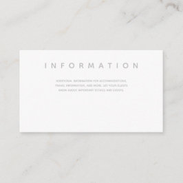 Informatie over Micro Wedding White Gray Typograph Informatiekaartje