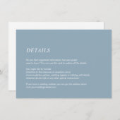Informatie over minimale lichtblauwe bruiloft informatiekaartje (Voorkant / Achterkant)
