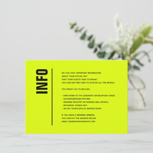Informatie over moderne, minimalistische Chartreus Informatiekaartje (Staand voorkant)
