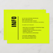 Informatie over moderne, minimalistische Chartreus Informatiekaartje (Voorkant / Achterkant)