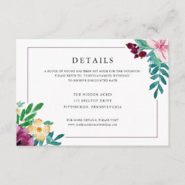 Informatie over moderne Waterverf-Blooms-bruiloft Informatiekaartje