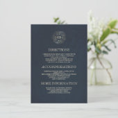  informatie over Navy and Gold Floral Wreath Informatiekaartje (Staand voorkant)