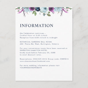 Informatie over Paarse en blauwe Florence-gasten/o Informatiekaartje