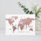 Informatie over rondreis roze Wereldkaart Informatiekaartje (Staand voorkant)