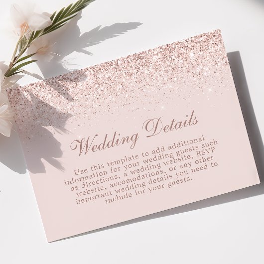 Informatie over roos Gold Confetti Blush Pink Wedd Informatiekaartje