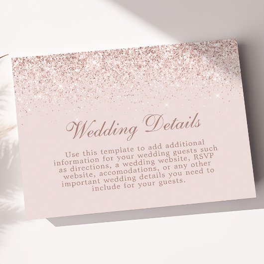 Informatie over roos Gold Confetti Blush Pink Wedd Informatiekaartje