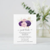 Informatie over roze en Paarse Floral Wedding Gues Informatiekaartje (Staand voorkant)