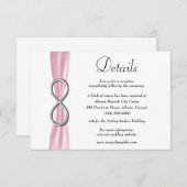Informatie over roze ribbon Silver Infinity Weddin Informatiekaartje (Voorkant / Achterkant)