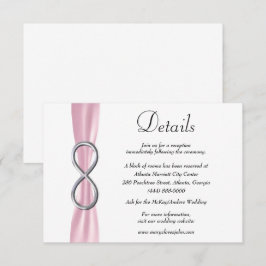 Informatie over roze ribbon Silver Infinity Weddin Informatiekaartje