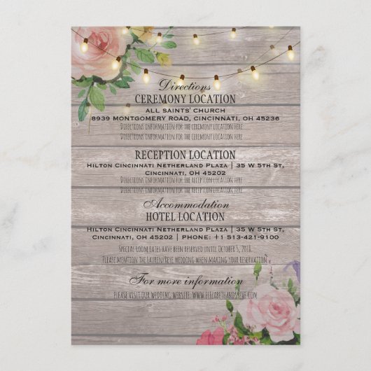 Informatie over roze Waterverf Floral Weddenschap Informatiekaartje (Voorkant)