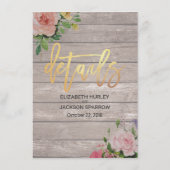 Informatie over roze Waterverf Floral Weddenschap Informatiekaartje (Achterkant)