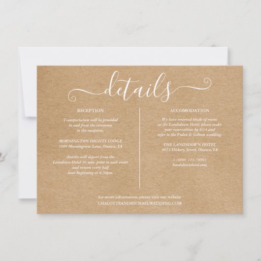 Informatie over Rustic Kraft Wedding Kaart (Voorkant)