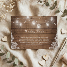 Informatie over Rustic Mason Jar Lights Lozing Wed Informatiekaartje