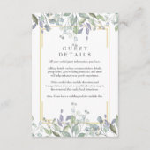 Informatie over Sage- en Lila Florence-gast Informatiekaartje (Voorkant)