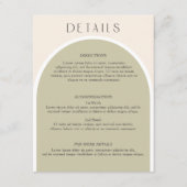 Informatie over Sage Green Stylish modern arch Wed Informatiekaartje (Voorkant)