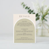 Informatie over Sage Green Stylish modern arch Wed Informatiekaartje (Staand voorkant)