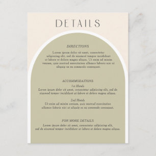 Informatie over Sage Green Stylish modern arch Wed Informatiekaartje