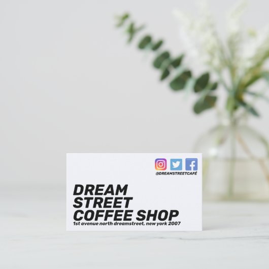 Informatie over sociale media visitekaartje (Staand voorkant)