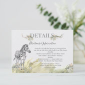 Informatie over Tropische Oerwouden Zebra bruiloft RSVP Kaartje (Staand voorkant)