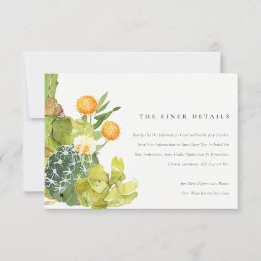 INFORMATIE OVER WATERVERF BLOEMEN SUCCULENTE CACTU KAART (Voorkant)