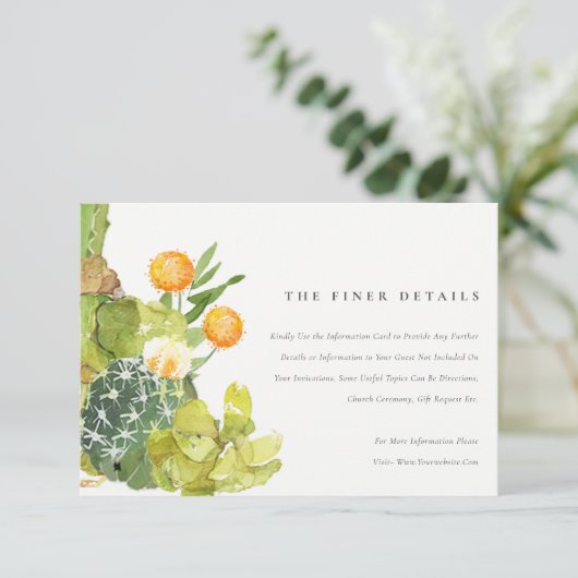 INFORMATIE OVER WATERVERF BLOEMEN SUCCULENTE CACTU KAART (Staand voorkant)