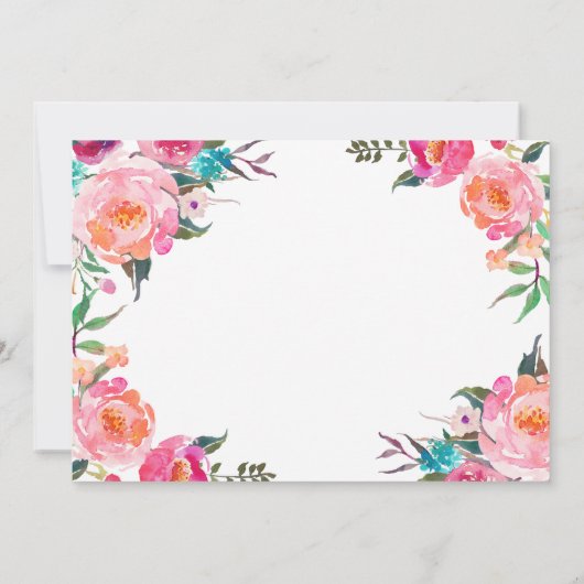 Informatie over waterverf botanische Floral Weddin Kaart (Achterkant)