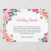 Informatie over waterverf botanische Floral Weddin Kaart (Voorkant / Achterkant)