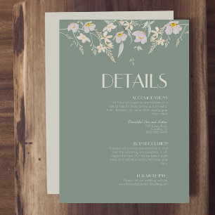 Informatie over Wildflower Sage Deco Wedding Informatiekaartje
