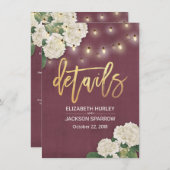 Informatie over withydrangea Floral Wedding Informatiekaartje (Voorkant / Achterkant)