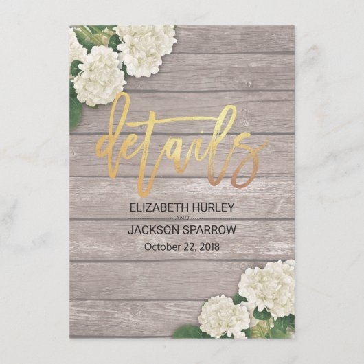 Informatie over withydrangea Floral Wedding Informatiekaartje (Achterkant)