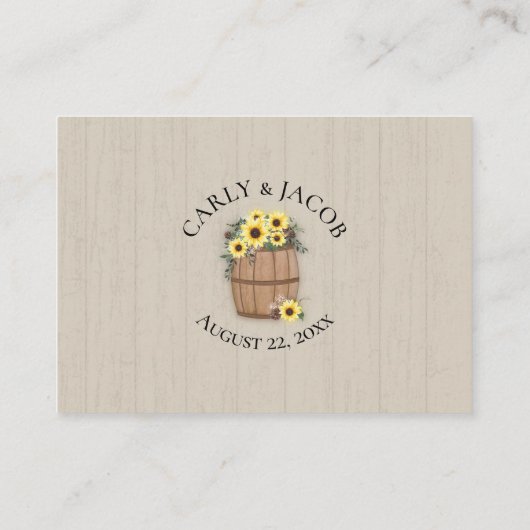 Informatie over zonnebloemen Website - Barrel Visitekaartje (Achterkant)