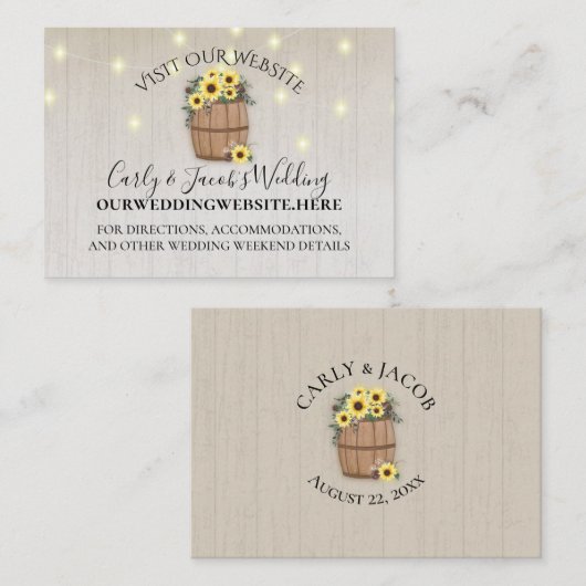 Informatie over zonnebloemen Website - Barrel Visitekaartje (Voorkant / Achterkant)