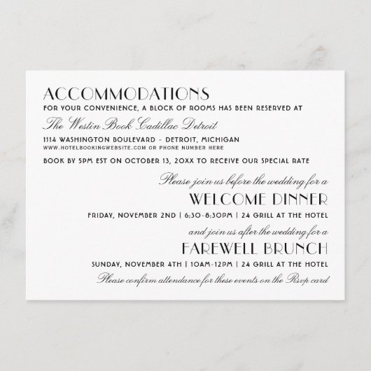 Informatie over  zwarte decobruiloft informatiekaartje (Voorkant)